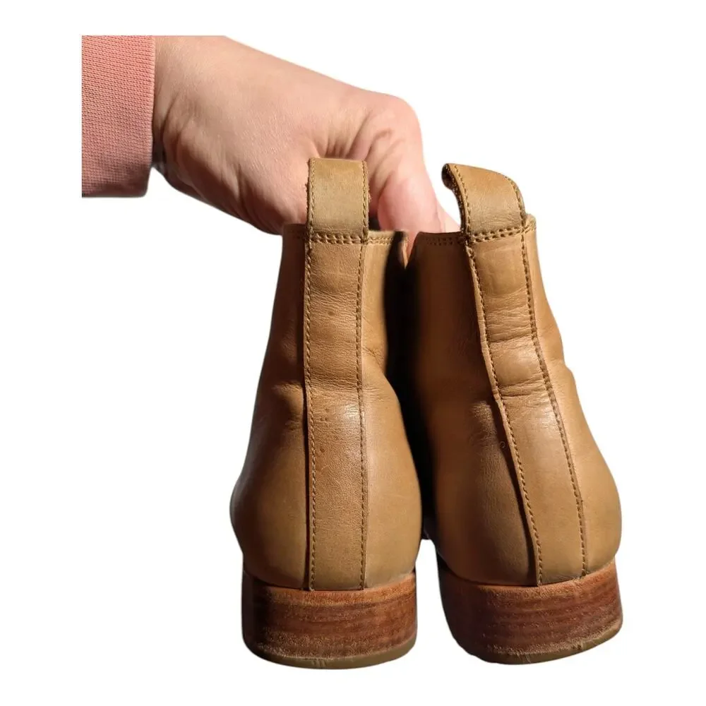 Nisolo Almond Beige Leather Pointed Toe Eva Everyday Chelsea Ankle Boots 9.5